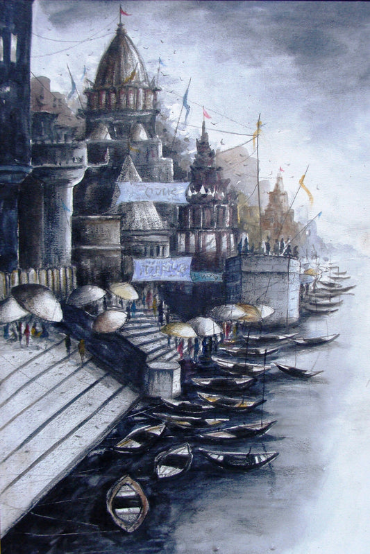 Vibrant Ghats Of Varanasi II (Original Artwork)