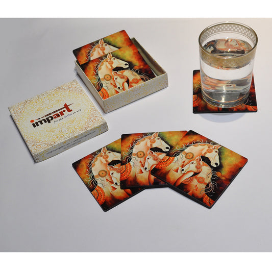 Abstract Horse Pair coasters
