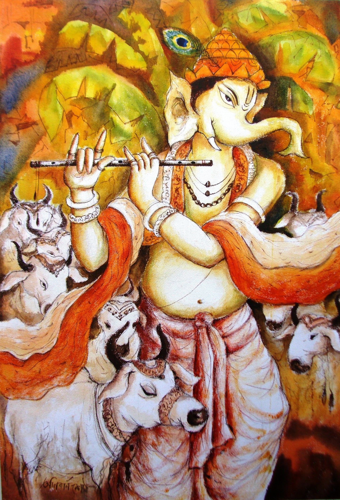 Ganesha with Flute (Original Artwork)