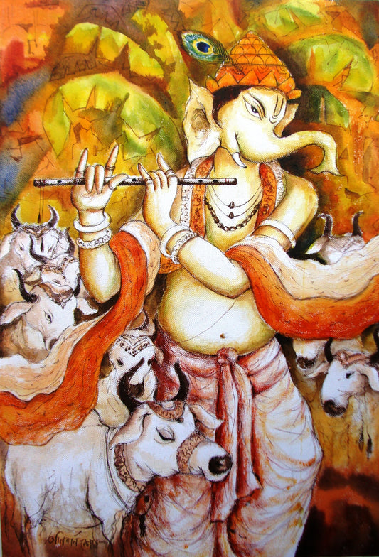 Ganesha with Flute (Original Artwork)