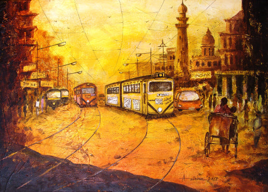 Kolkata Tram (Original Artwork)