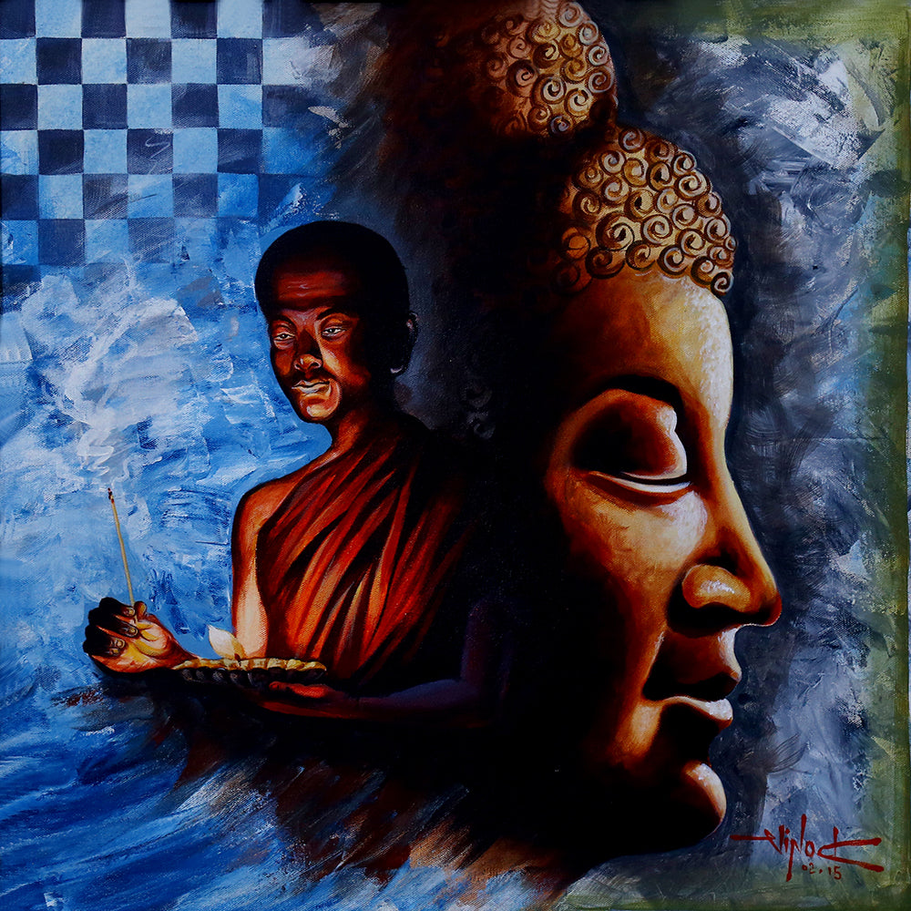 Lord Buddha with Monk (Original Artwork)